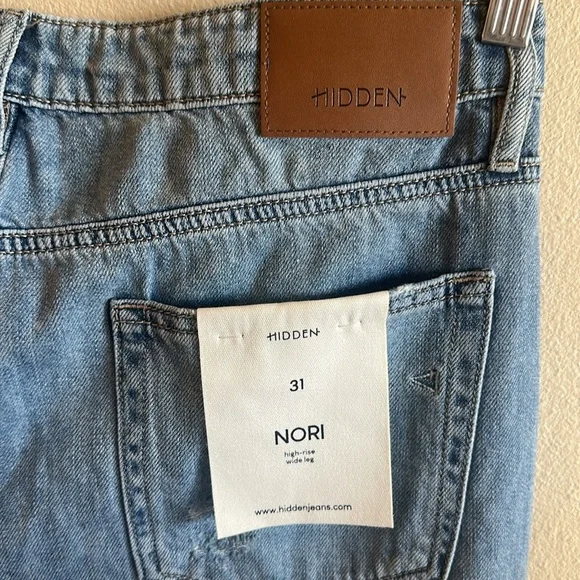 Hidden Khalia Wide Leg Jean Medium Wash Destroyed Knee Womens Size 31 - Picture 11 of 15